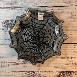 12.5 x 12.5 Glass Spider Web Plates Halloween Goth Home Decor Heavy 4 Available